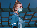 medical staffer wearing a mask